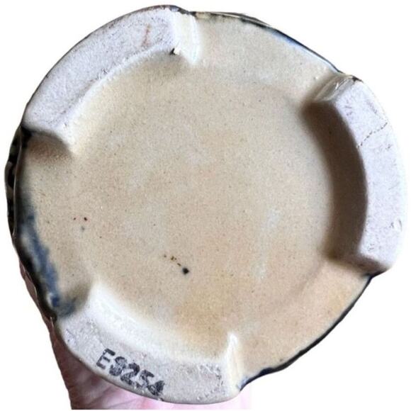 VTG Floralware Footed Round Planter Vase Succulent House Plant Floral Blue Brown - Picture 5 of 9